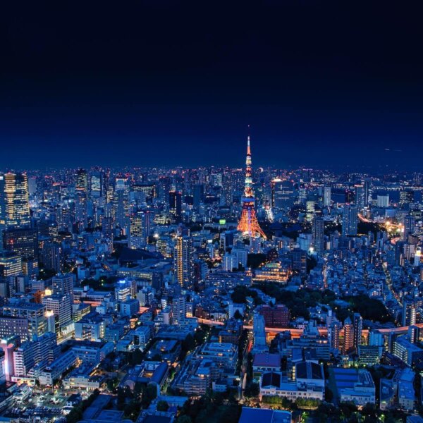 Areial view of Tokyo's skyline at night