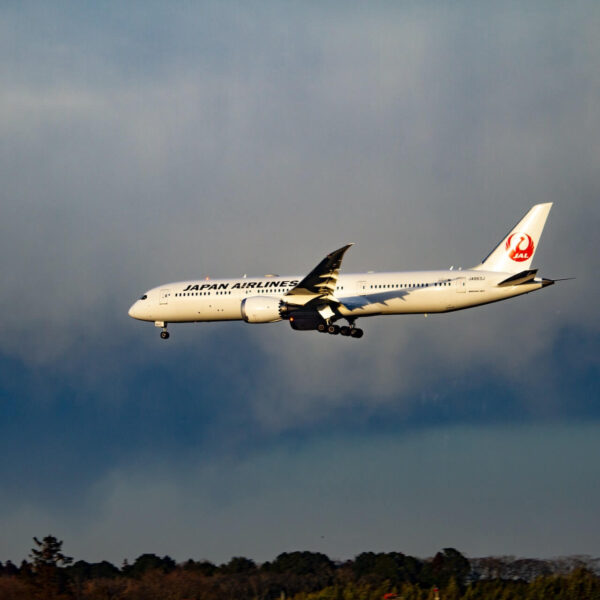 Japanese airplane flying low